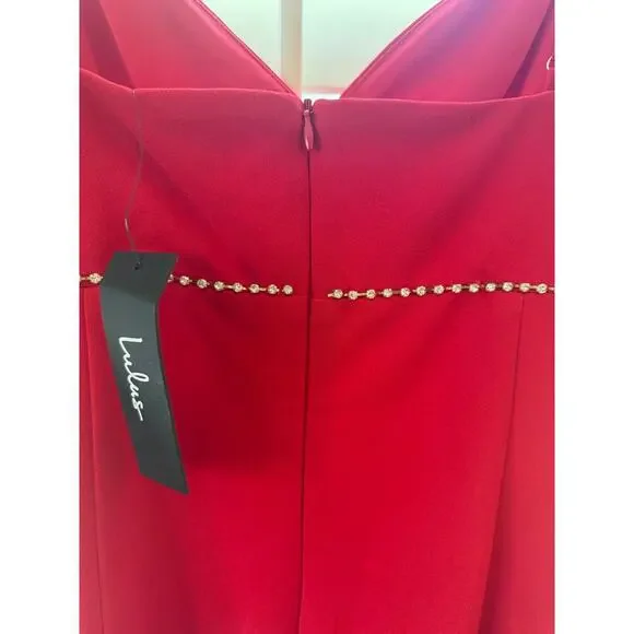Lulus Red Mini Dress Y2K Glam rhinestones size XL Homecoming Date Party 90s - Picture 5 of 9